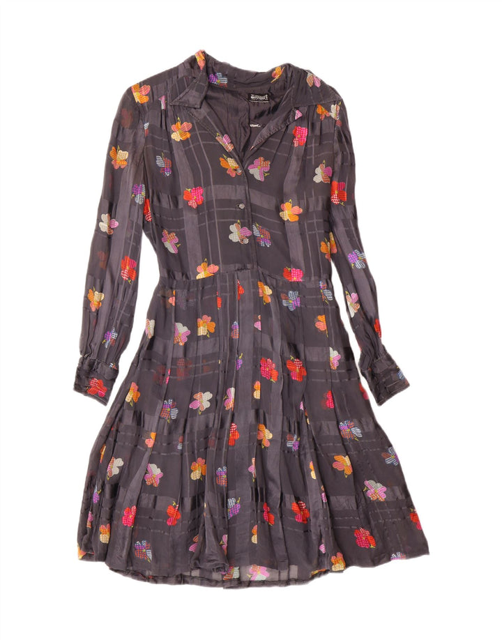 ZIBAUT Womens Tiered Dress EU 42 Large Grey Floral