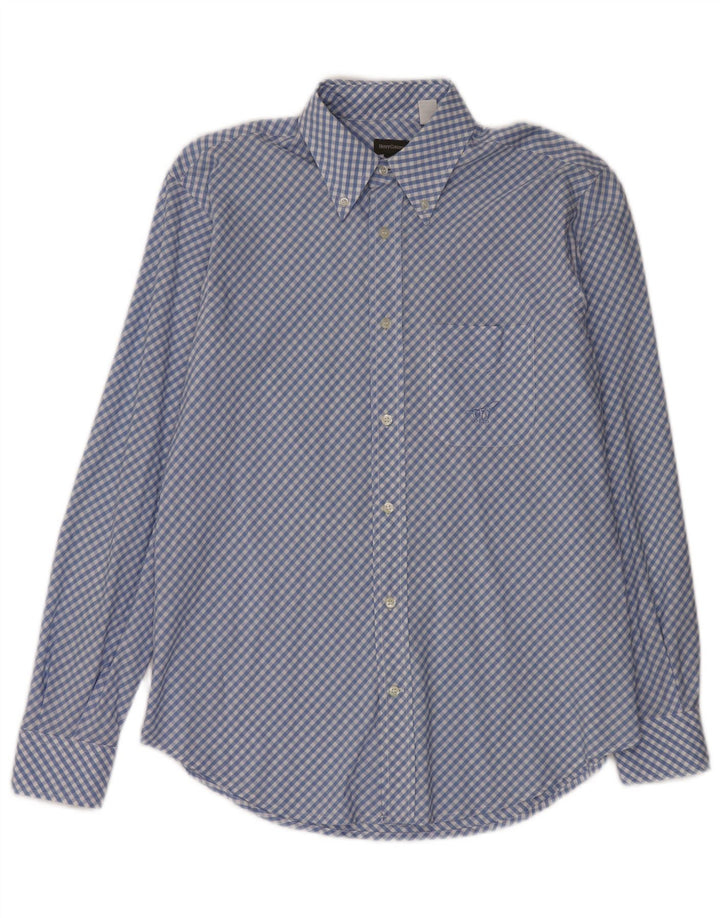 HENRY COTTONS Camicia da uomo taglia 40 cotone a quadretti blu medio
