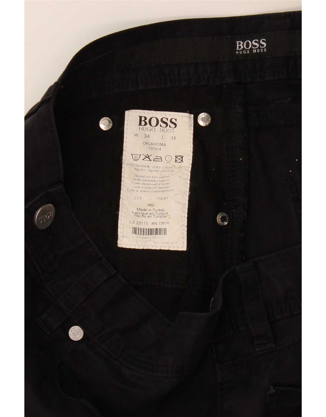 Jeans dritti da uomo Hugo Boss W34 L34 cotone nero