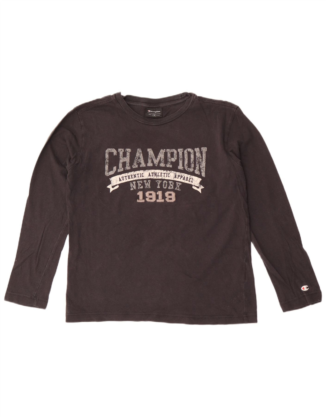 Top grafico oversize da donna Champion manica lunga UK 10 piccolo nero