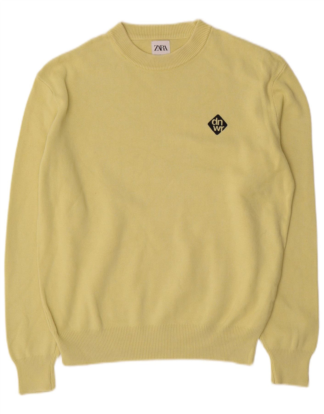 Maglione maglione girocollo da uomo Zara in cotone giallo medio