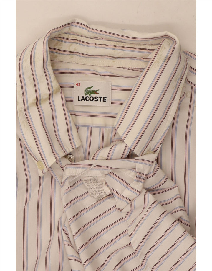 Camicia da uomo Lacoste taglia 42 grande cotone a righe bianche