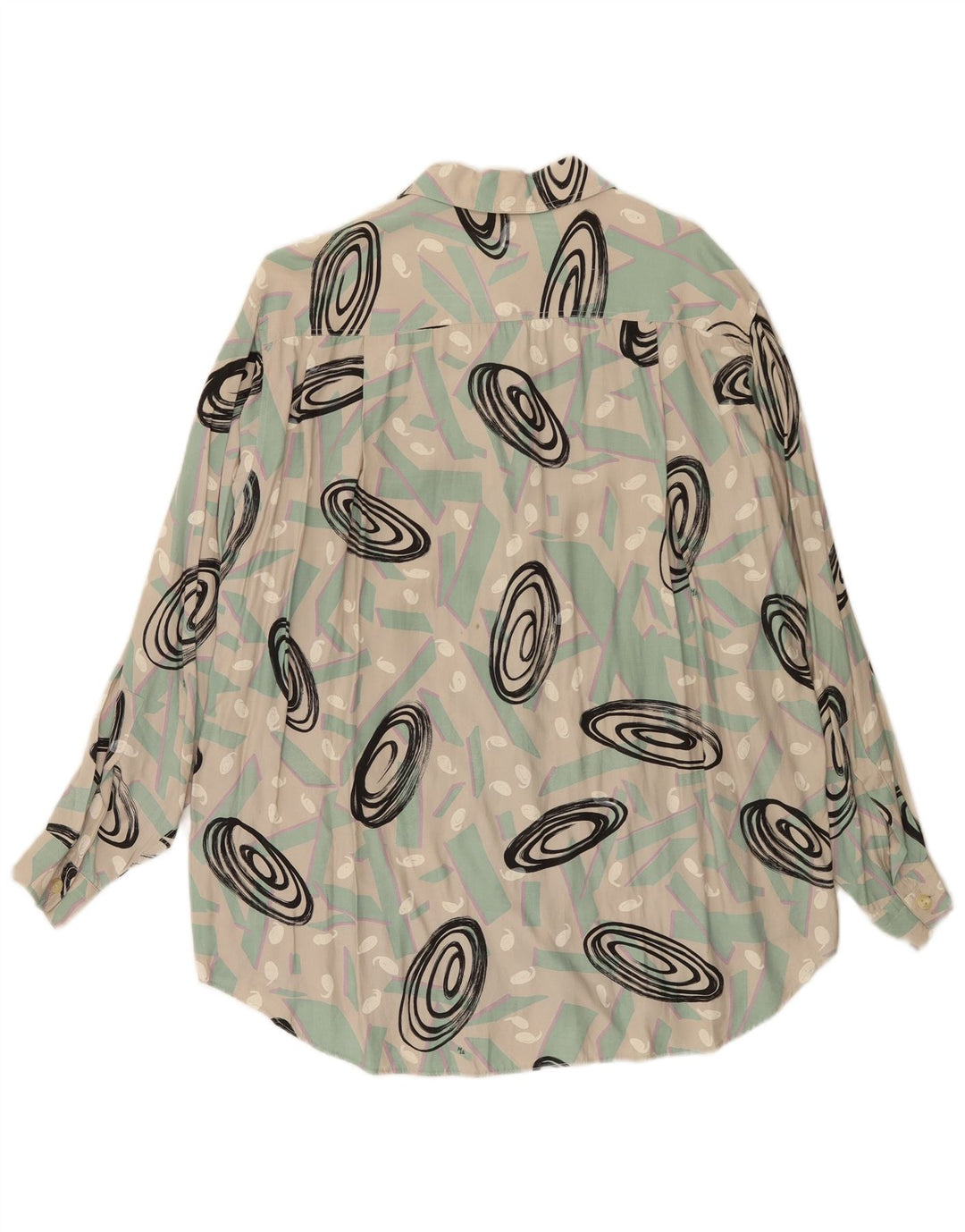 Camicia vintage da uomo con motivo astratto in cotone multicolore medio