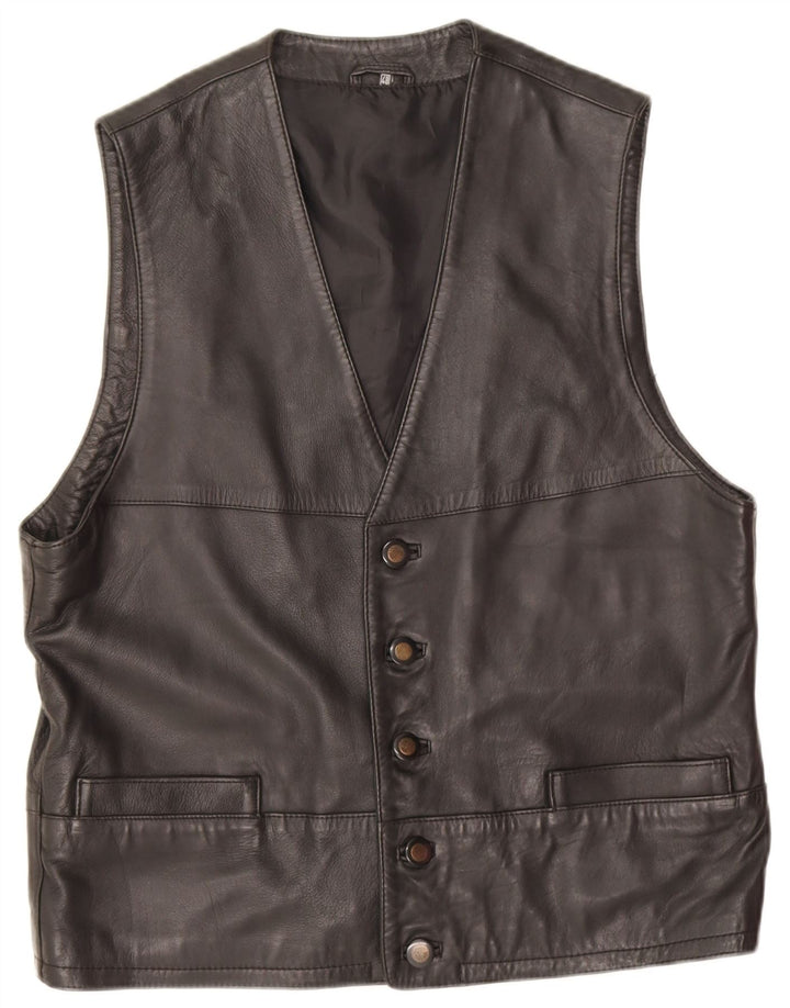 Gilet in pelle da uomo Gurtex IT 48 medio in pelle nera