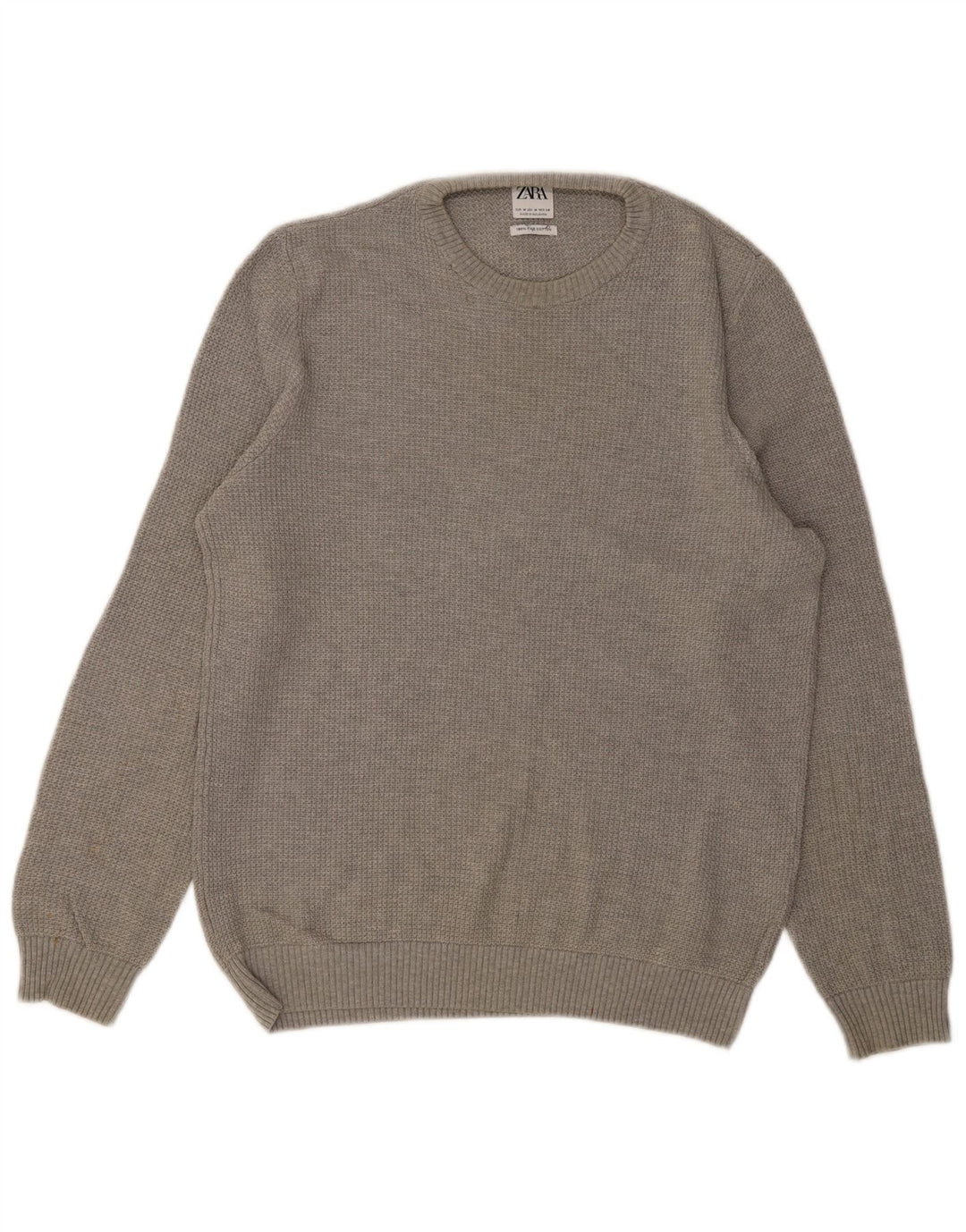 Maglione ZARA da uomo girocollo in cotone grigio medio
