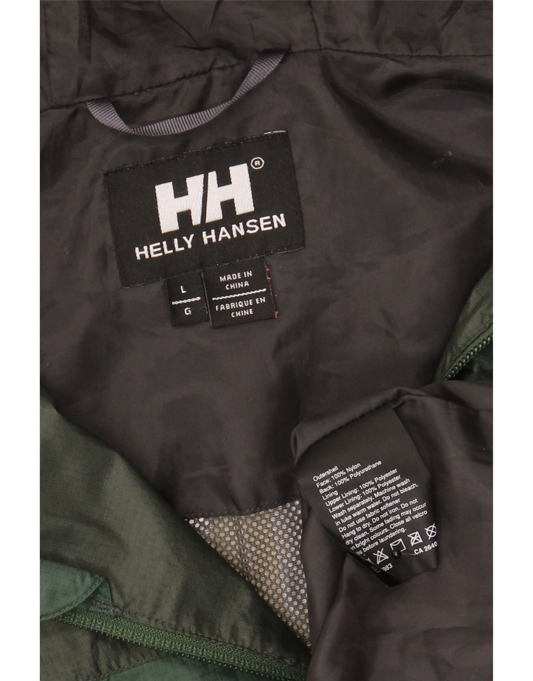 Giacca antipioggia con cappuccio da uomo Helly Hansen UK 40 Large Green Colourblock Nylon