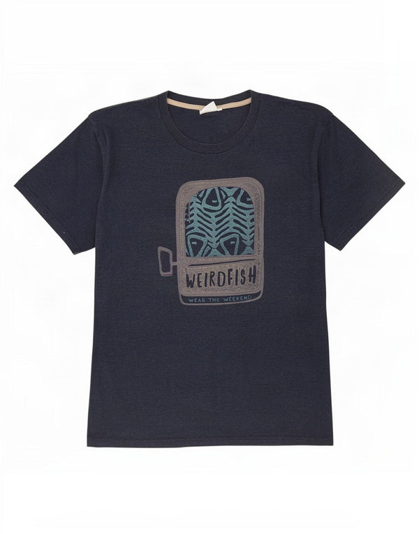 T-shirt grafica da uomo Weird Fish Top 3XL cotone blu navy