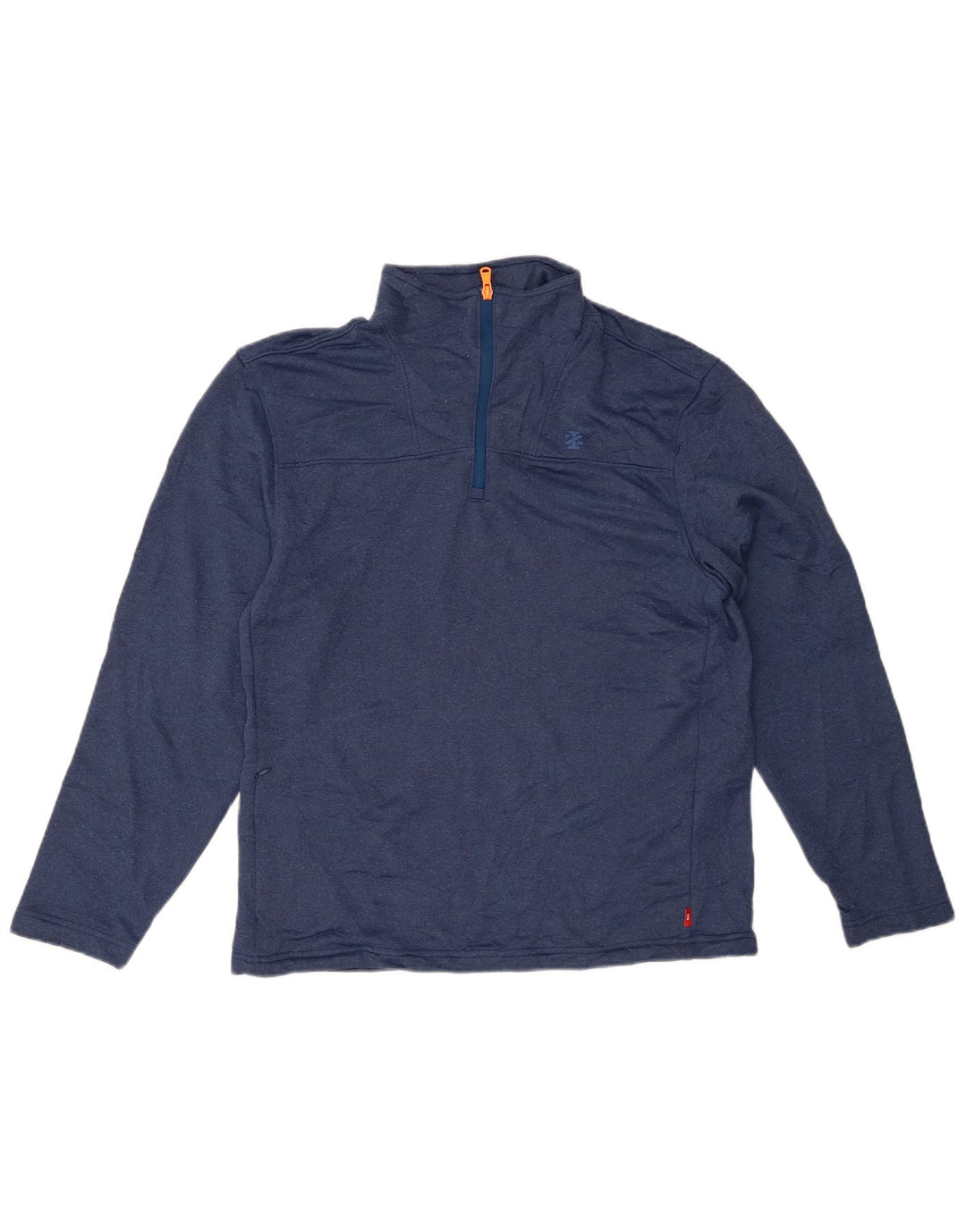 Top Izod da uomo con zip e collo a maniche lunghe piccolo in poliestere blu navy