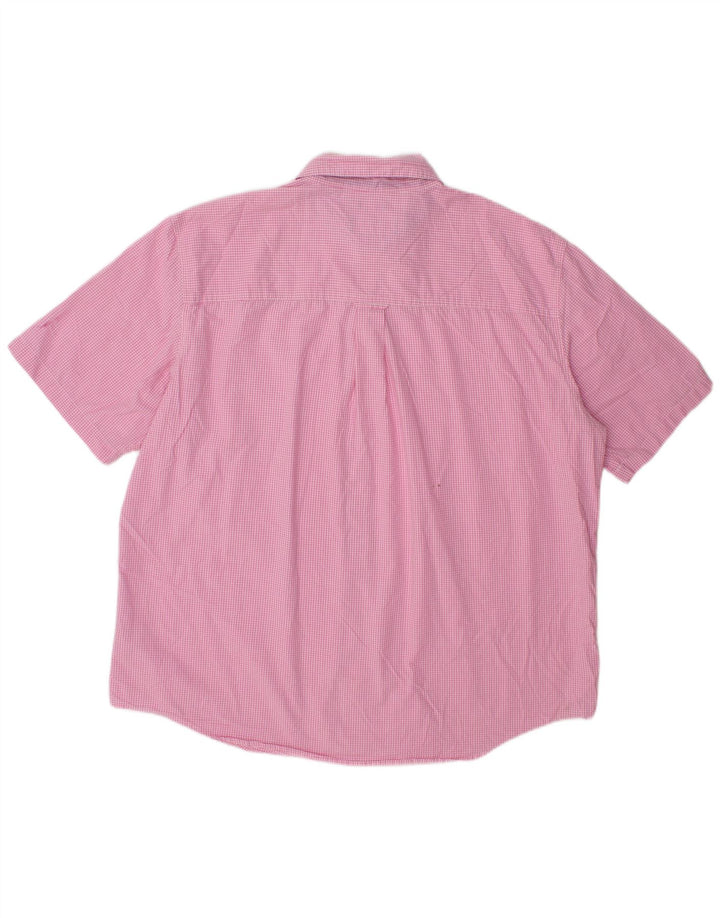 Camicia a maniche corte da uomo Chaps 2XL in cotone a quadretti rosa
