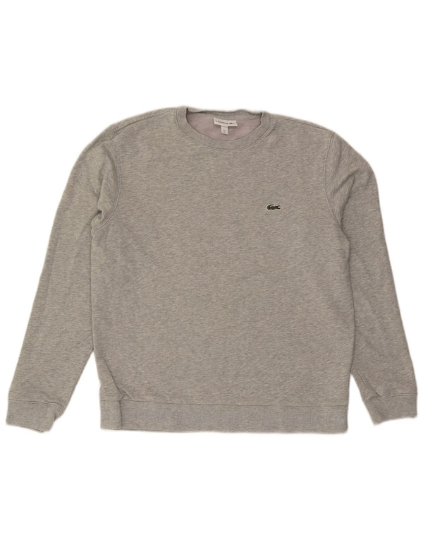 Felpa da uomo Lacoste maglione taglia 5 grande cotone chiazzato grigio