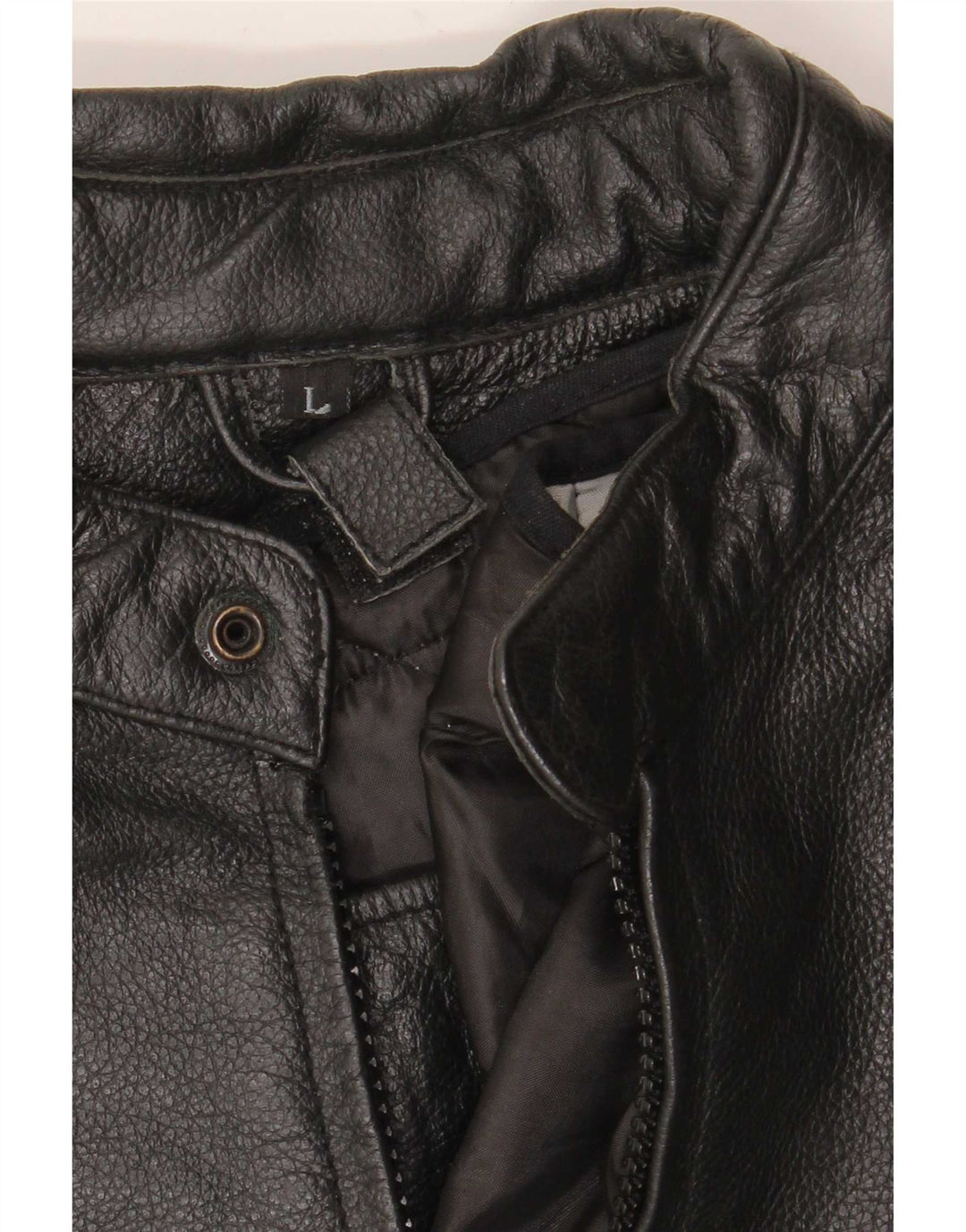Giacca da corsa in pelle da donna vintage UK 16 grande nera