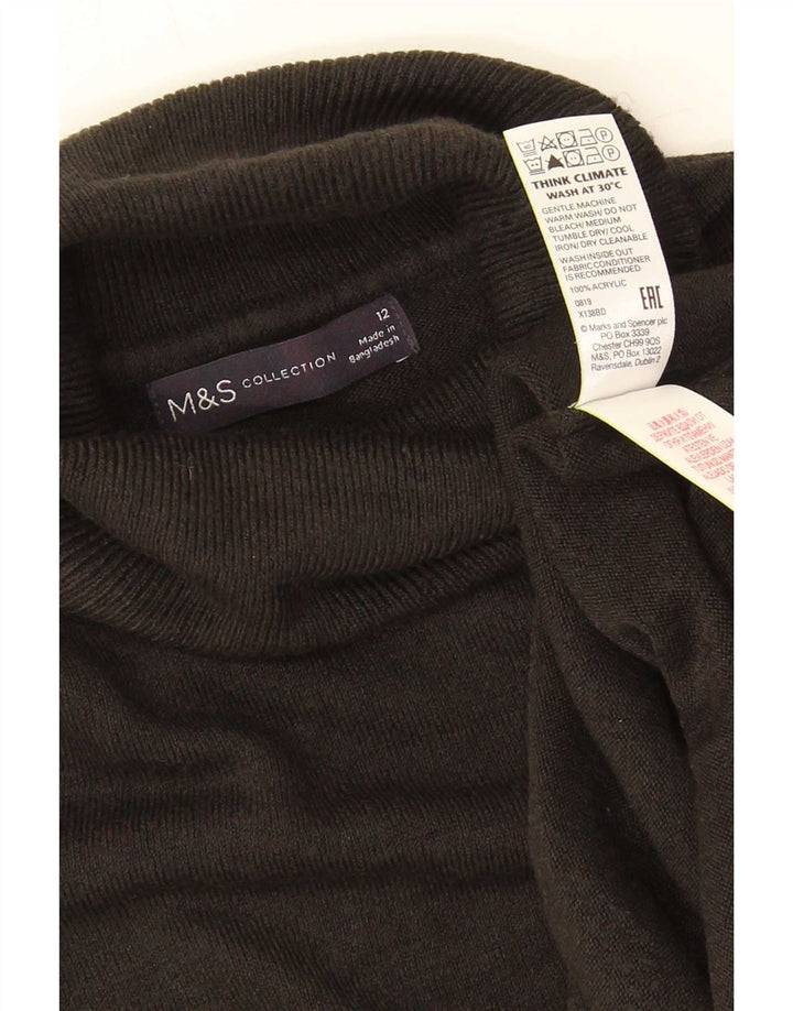 Maglione maglione a collo alto da donna Marks & Spencer UK 12 medio acrilico nero