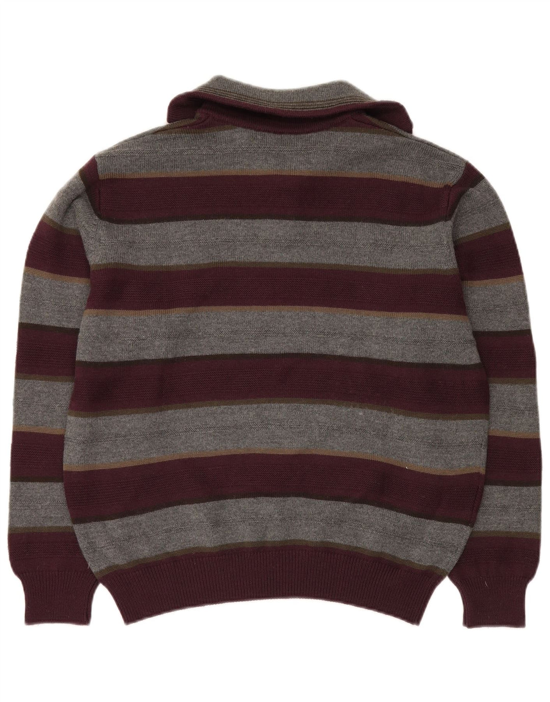 IL GRANCHIO Maglione da donna con collo con zip UK 18 XL a righe bordeaux