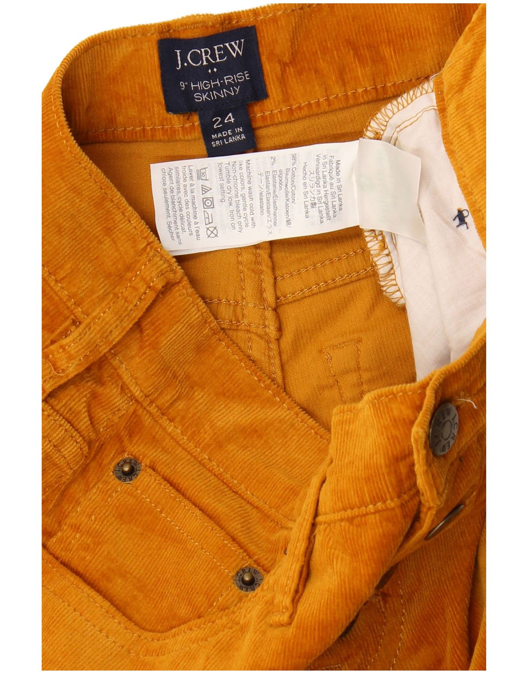 J. CREW Pantaloni skinny in velluto a coste a vita alta da donna W24 L28 cotone marrone