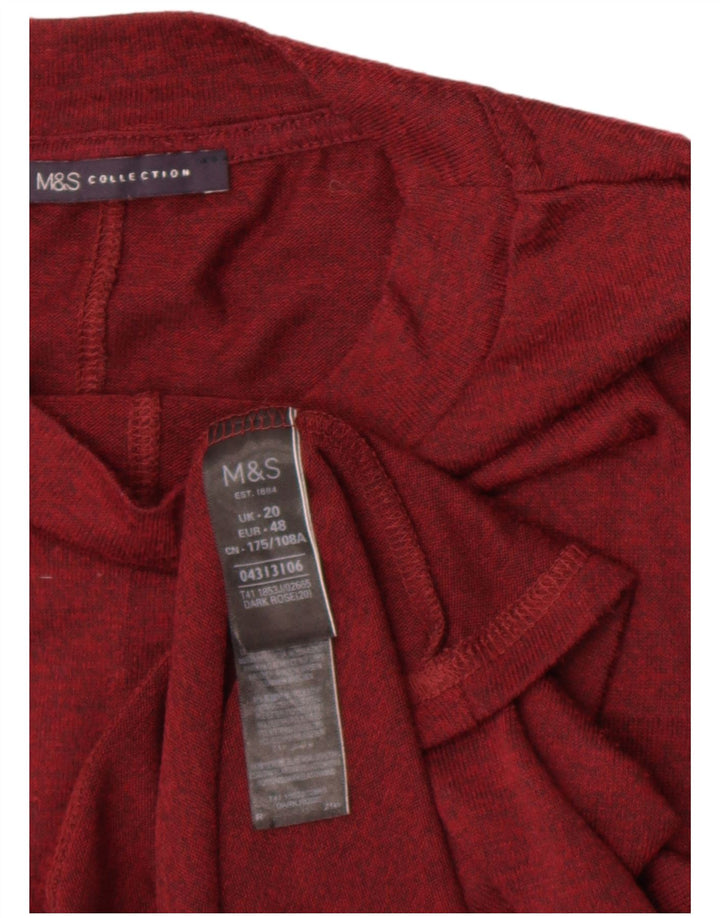 Marks & Spencer Top da donna manica 3/4 UK 20 2XL Borgogna Poliestere