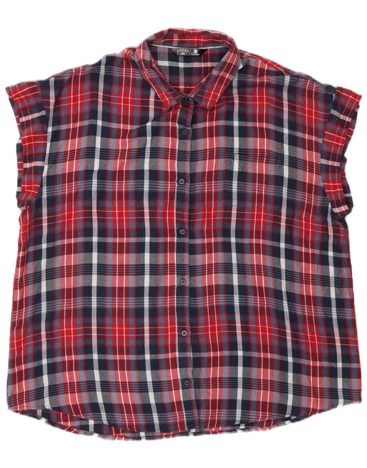 Camicia in flanella senza maniche Lee Riders da donna UK 20 2XL scozzese rosso