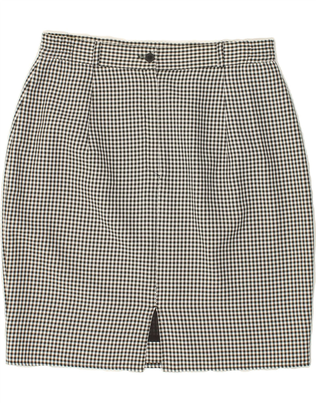 VINTAGE Womens High Waist Pencil Skirt UK 18 XL W30 Grey Gingham Polyester Vintage Vintage and Second-Hand Vintage from Messina Hembry 