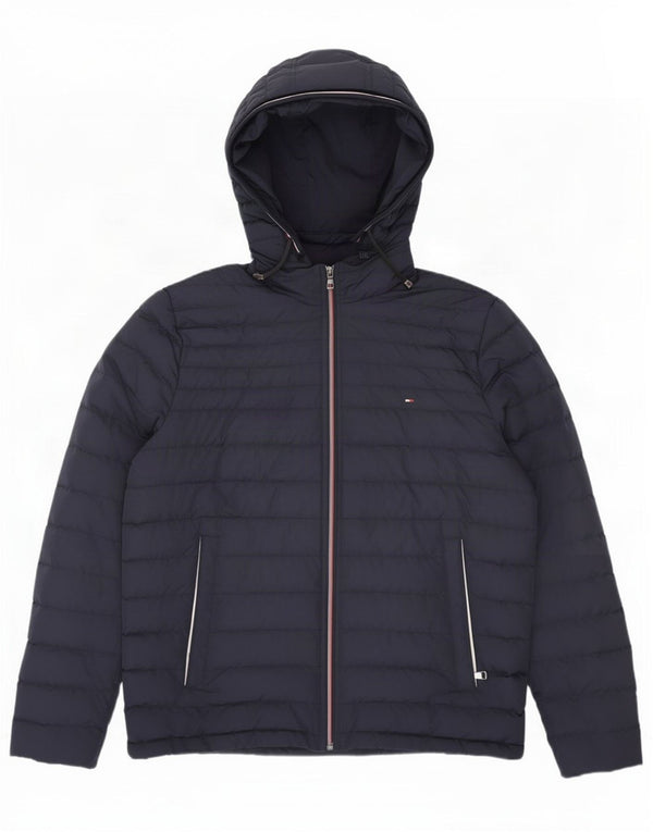 Giacca imbottita con cappuccio da uomo Tommy Hilfiger UK 40 Large in poliestere blu navy