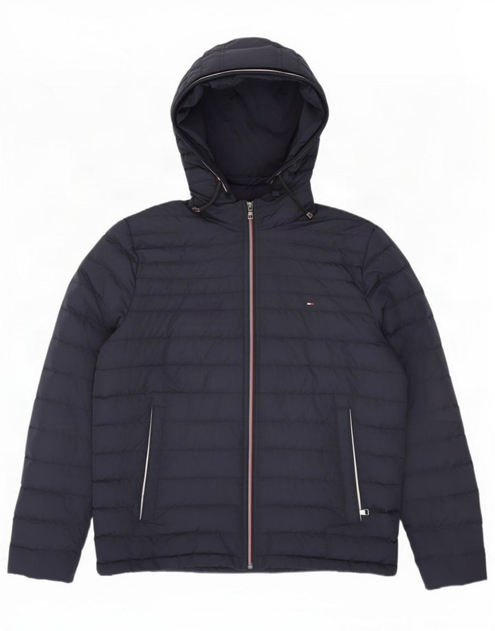 Giacca imbottita con cappuccio da uomo Tommy Hilfiger UK 40 Large in poliestere blu navy