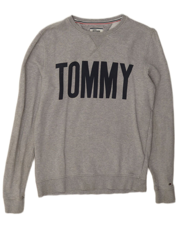 Tommy Hilfiger Felpa grafica da uomo Maglione piccolo cotone chiazzato grigio