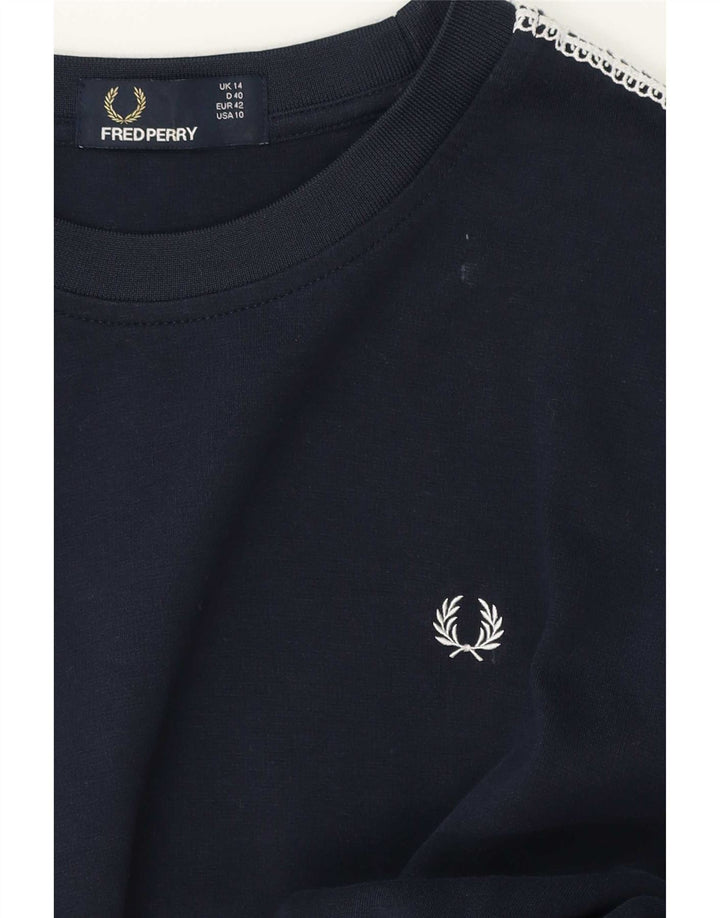 Abito basic da donna Fred Perry UK 14 Large in cotone color block blu navy