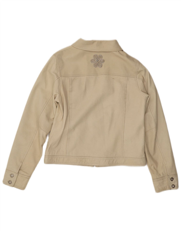 Giacca In Pelle Donna Conbipel IT 46 Large Pelle Bianco Sporco
