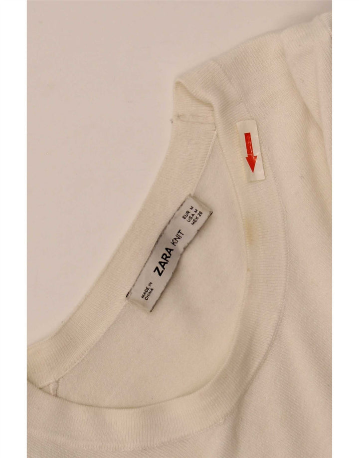 Maglione Zara da donna con scollo a barca UK 12 Viscosa bianca media