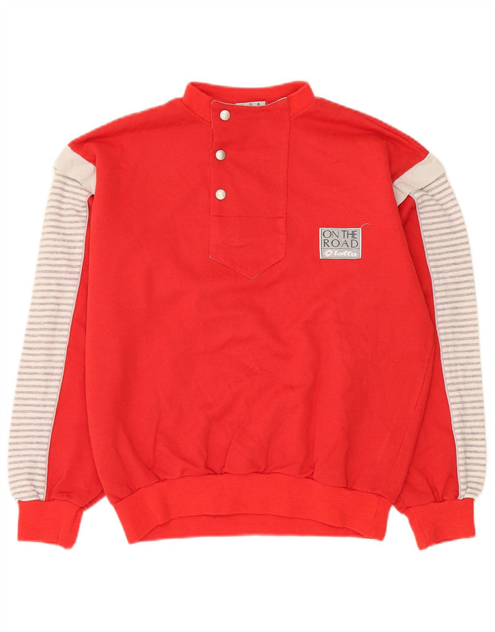 Maglione da uomo Lotto con bottoni e collo piccolo in cotone color block rosso