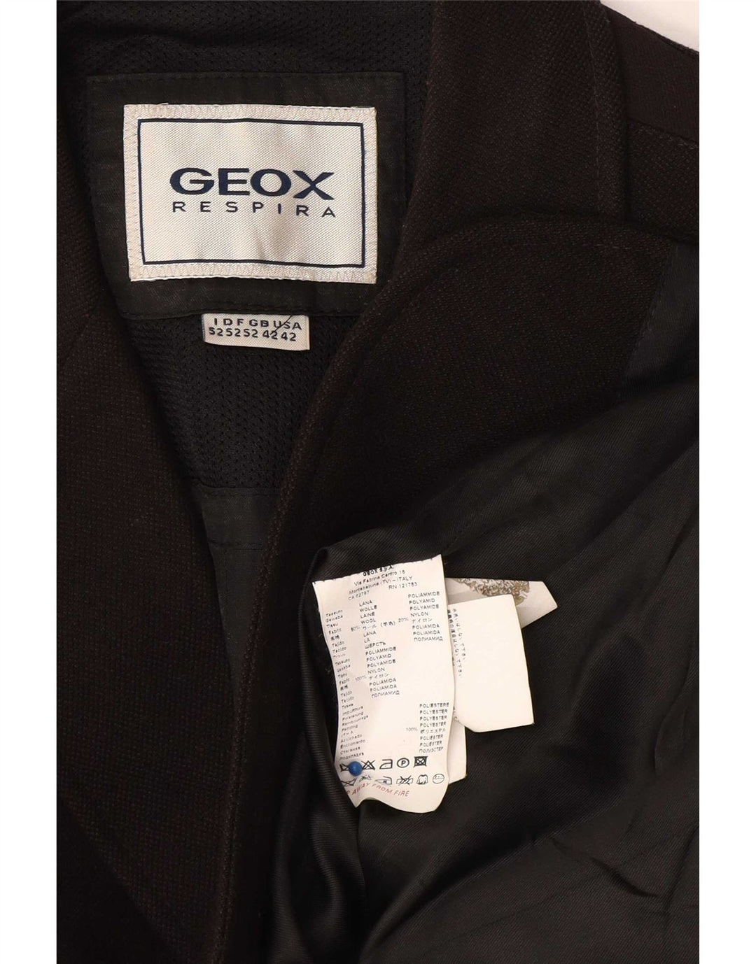 Geox Giacca da uomo Respira a 3 bottoni in lana nera UK 42 XL