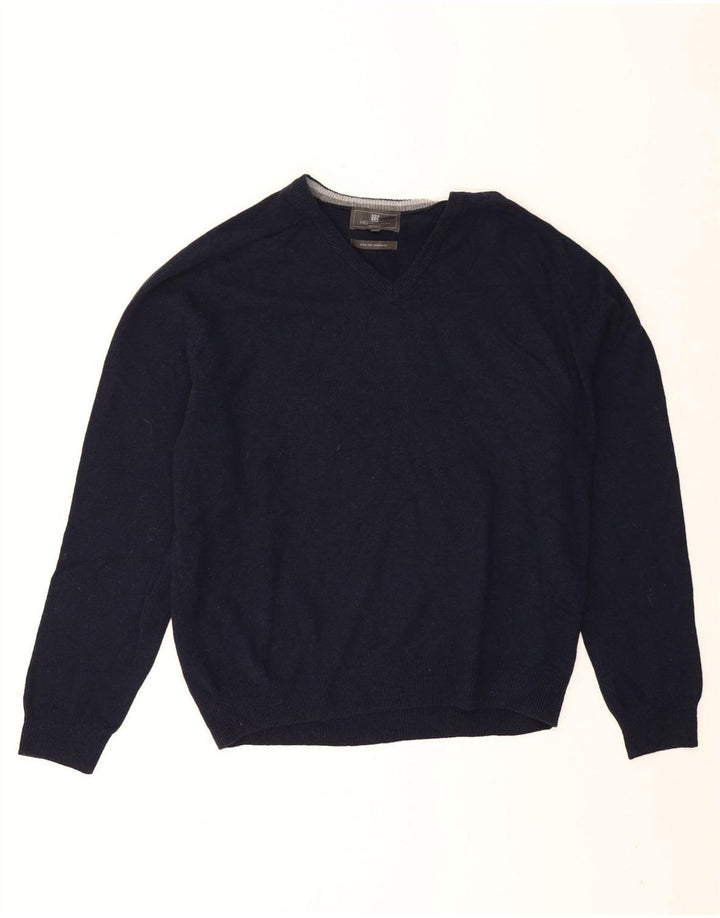 Maglione da uomo Marks & Spencer vestibilità regolare con scollo a V XL in lana blu navy