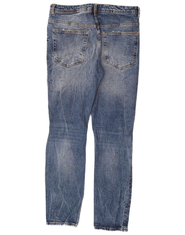 Zara Mens Distressed Slim Jeans EU 38 Small W30 L29 Blue Cotton
