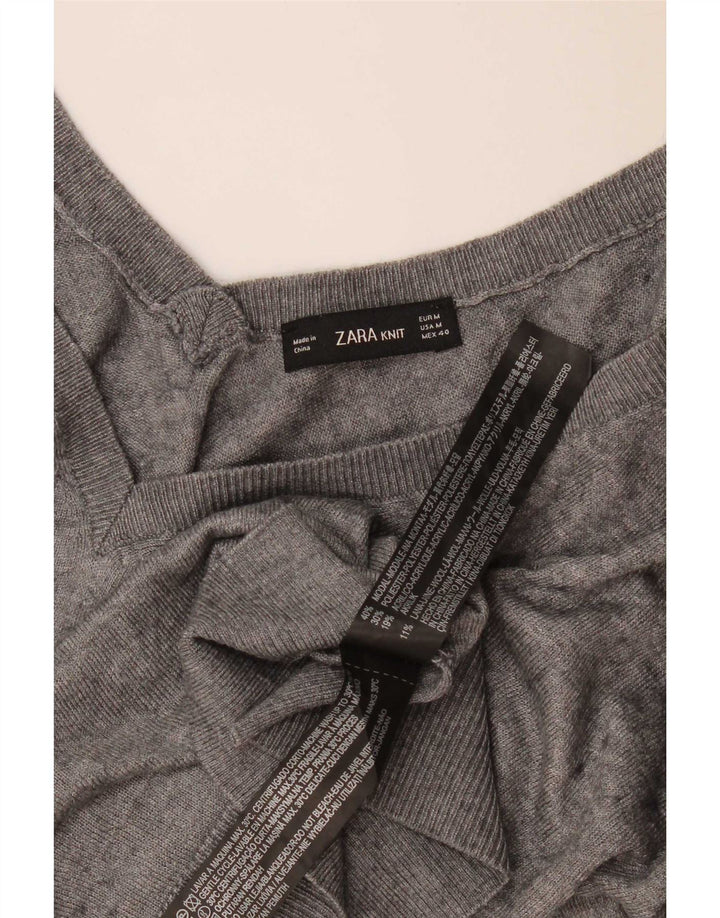 Maglione Zara da uomo con scollo a V in lana grigio medio