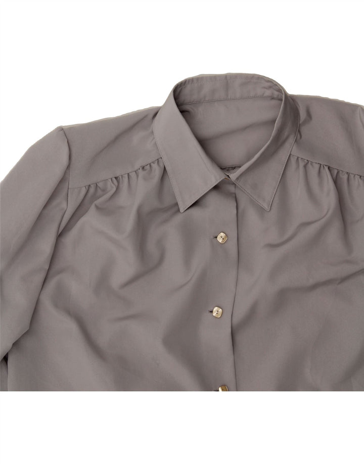 VINTAGE Womens Shirt Blouse UK 16 Large Grey Vintage Vintage and Second-Hand Vintage from Messina Hembry 