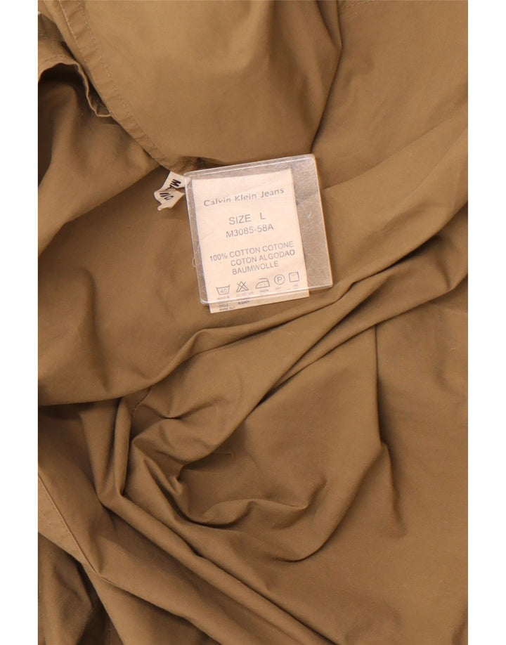 CALVIN KLEIN JEANS Camicia da uomo grande in cotone kaki