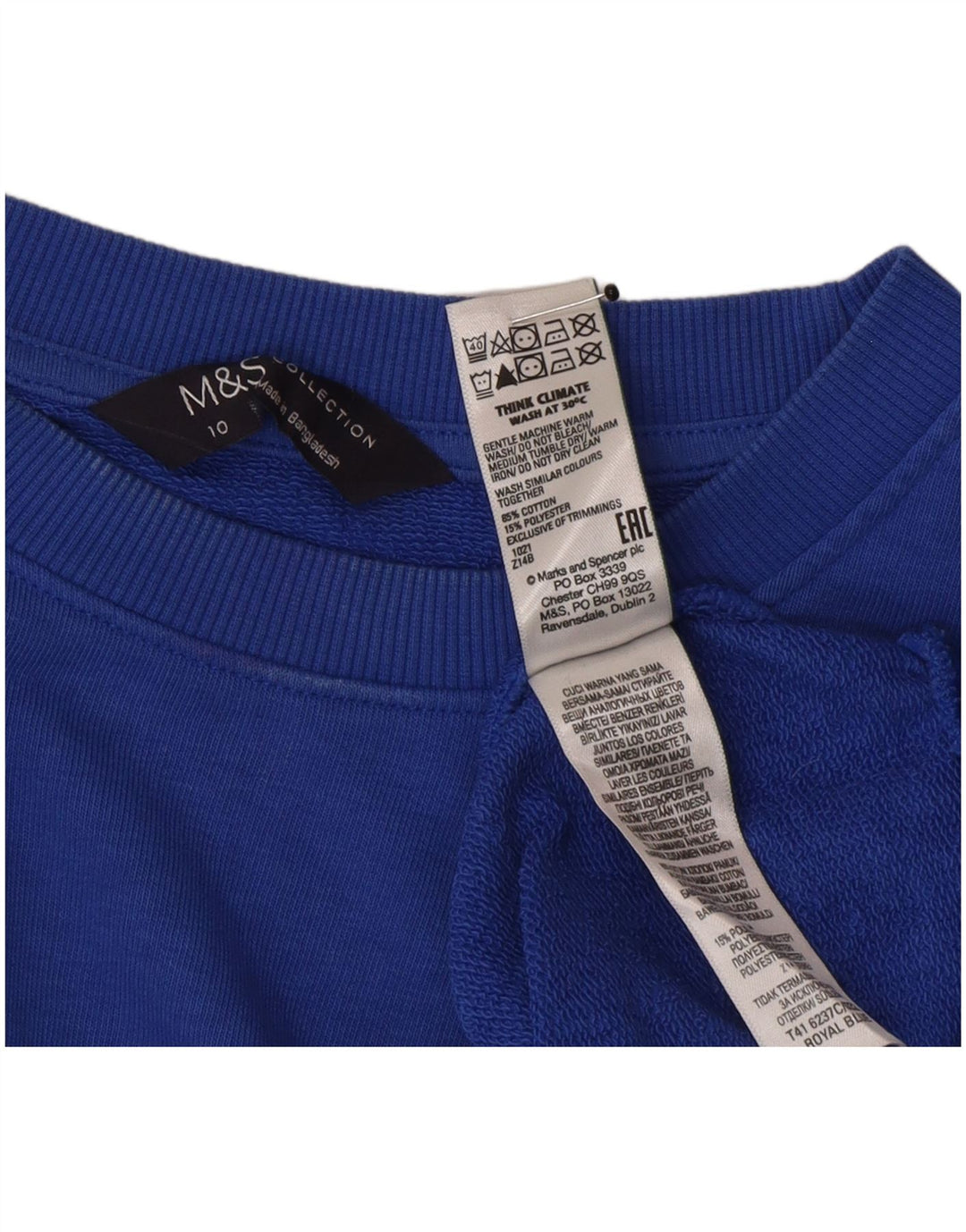 Felpa oversize da donna Marks & Spencer UK 10 piccola in cotone blu