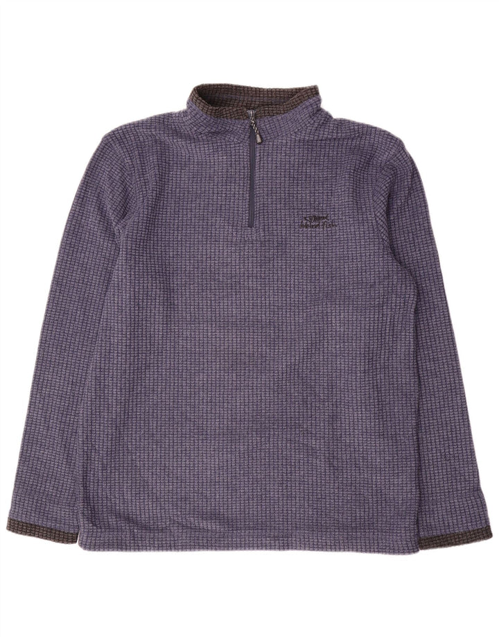 Maglione in pile da uomo con zip e collo Weird Fish, grande, in poliestere color block blu