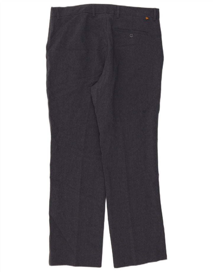 Pantaloni da abito da uomo dal taglio classico Farah W38 L31 poliestere blu navy