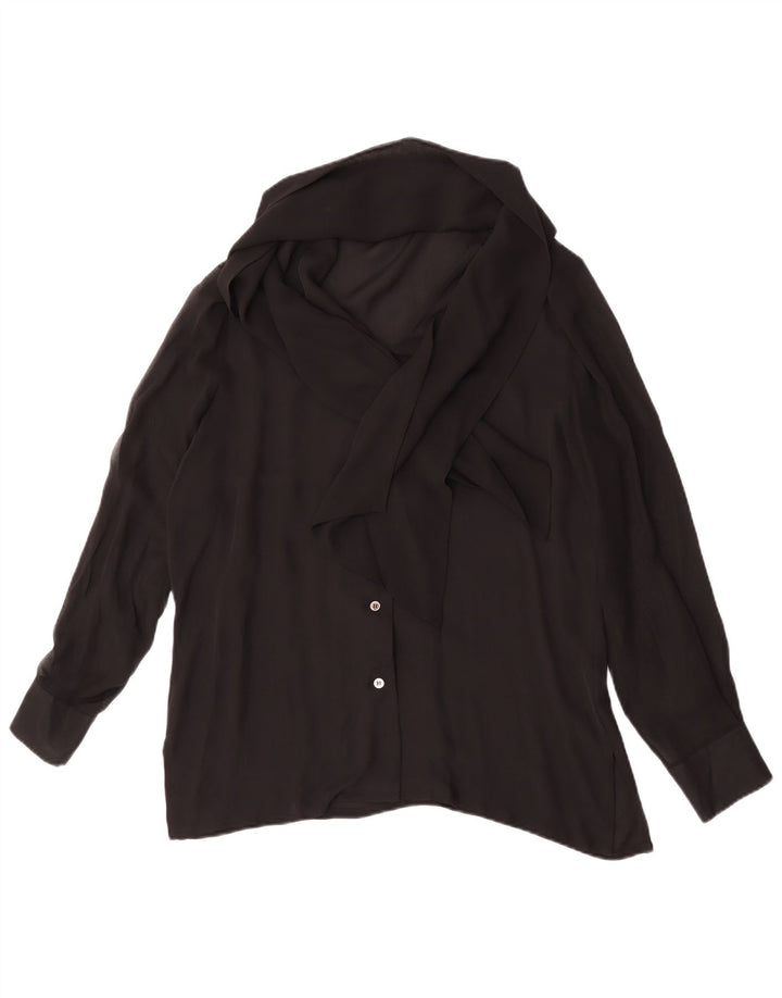 Blunauta Donna Camicia con Cravatta sul Davanti IT 44 Media Seta Nera