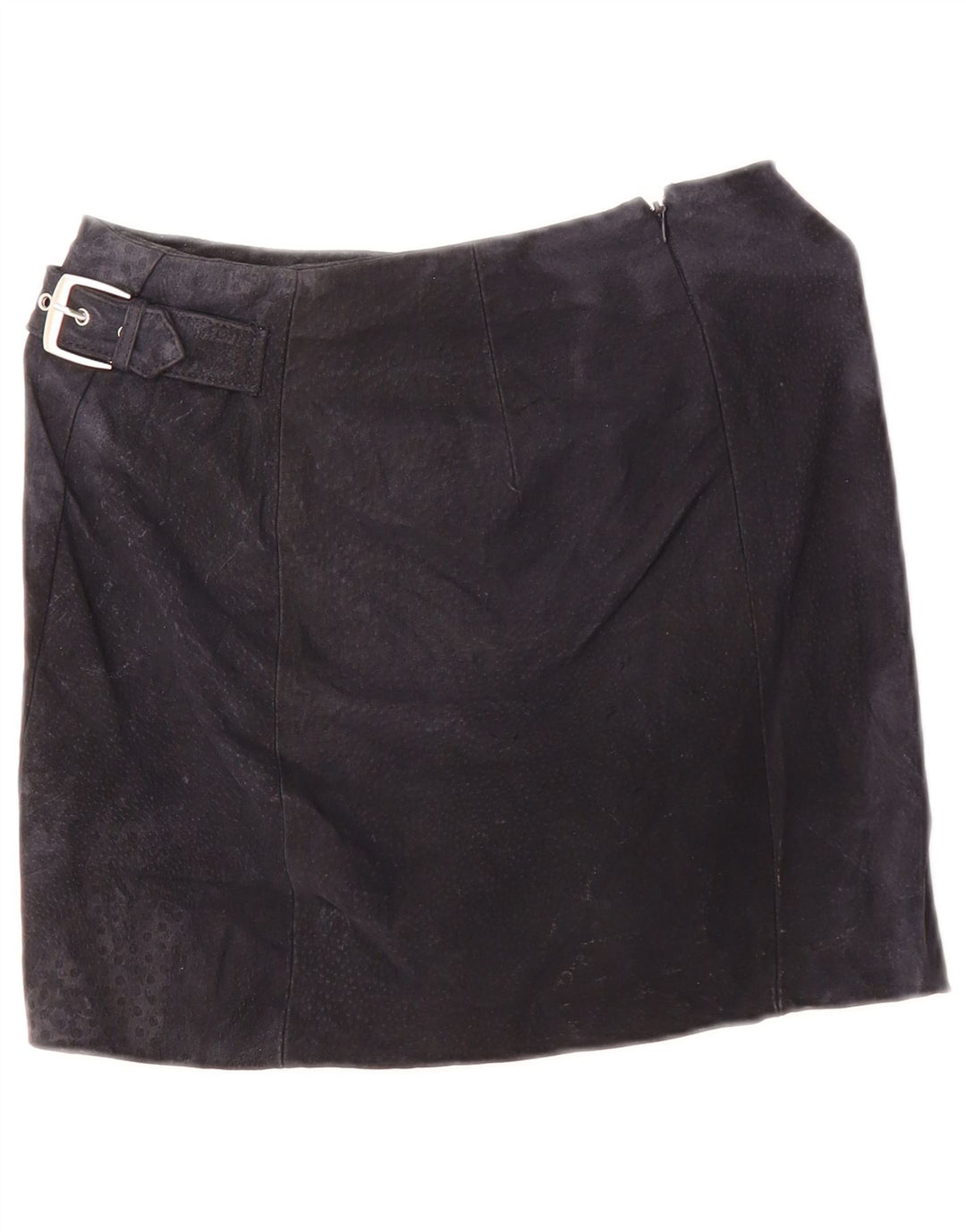 Minigonna da donna in pelle scamosciata Mango EU 34 XS W28 Pelle blu navy