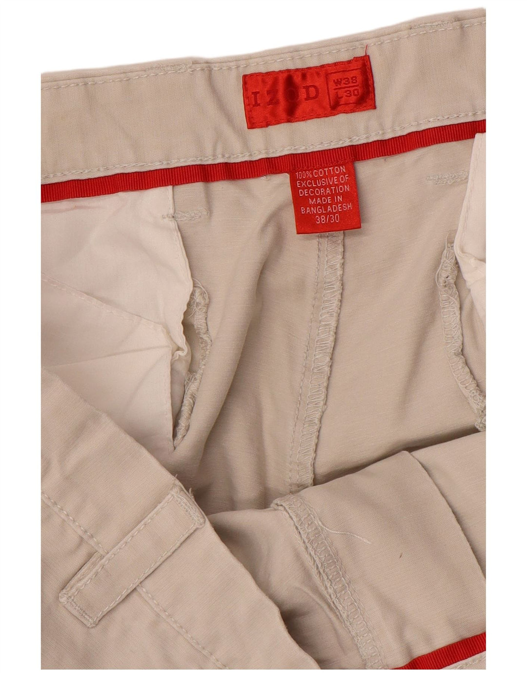 Pantaloni chino dritti da uomo IZOD W38 L30 in cotone beige