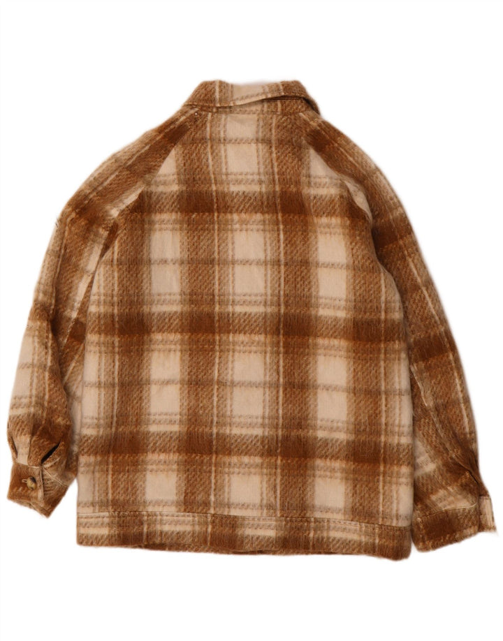 Giacca utility da donna Marks & Spencer UK 8 piccolo poliestere scozzese marrone