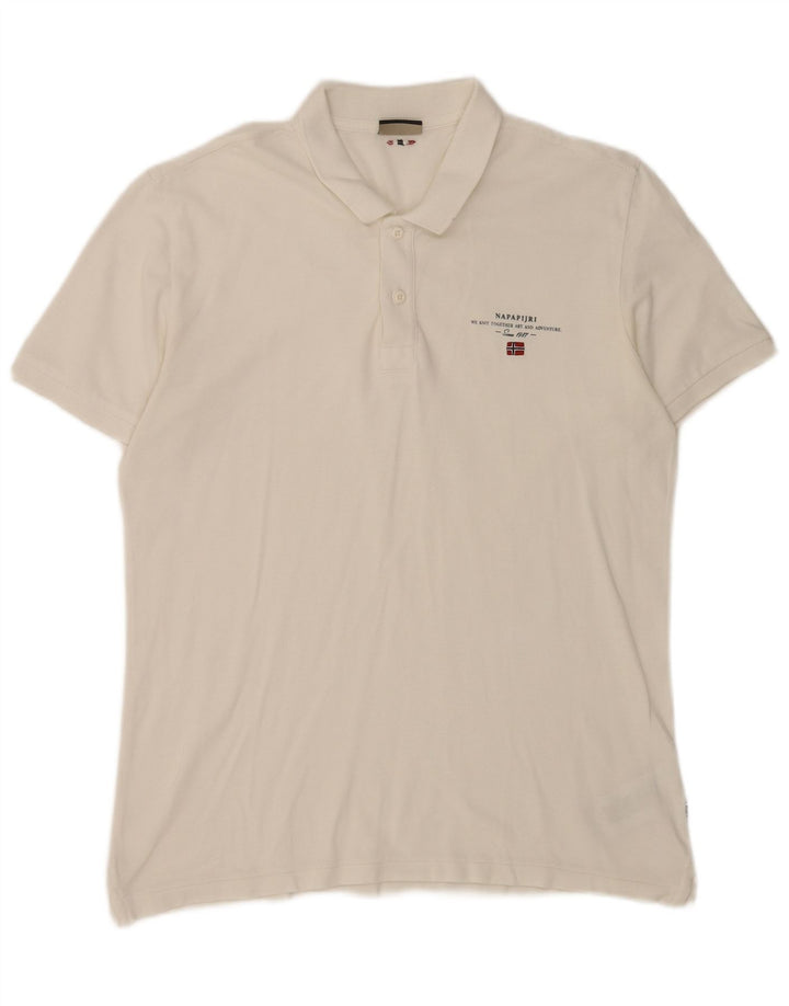 Polo da uomo Napapijri grande in cotone bianco