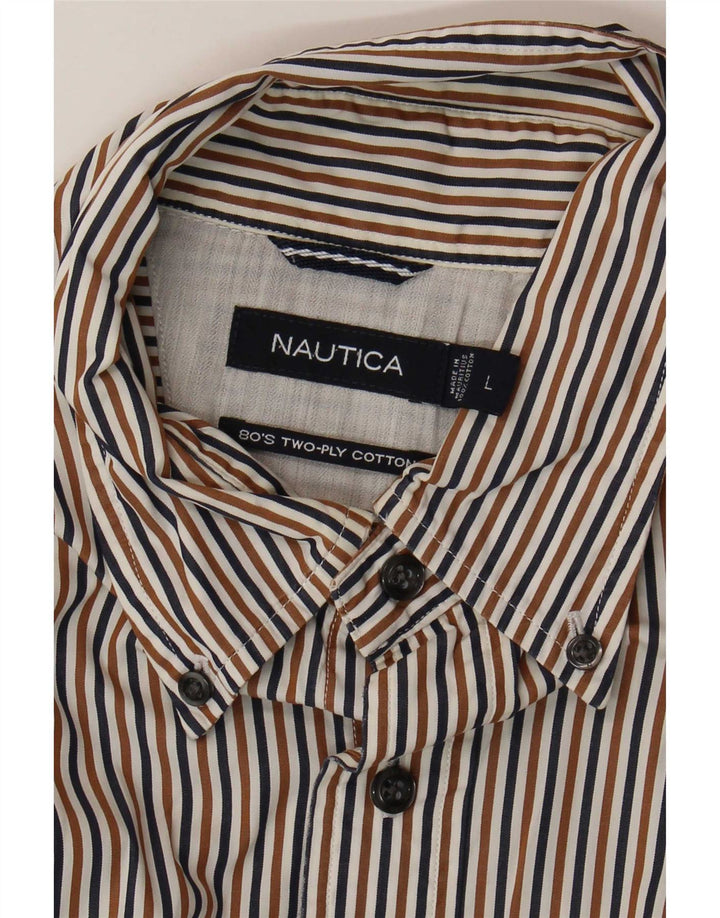 Camicia da uomo Nautica Large in cotone a righe multicolori