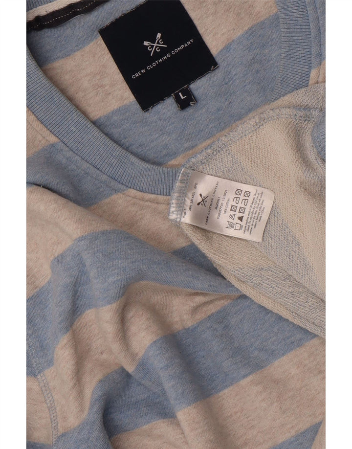 CREW CLOTHING Felpa da uomo Maglione grande in cotone a righe grigie