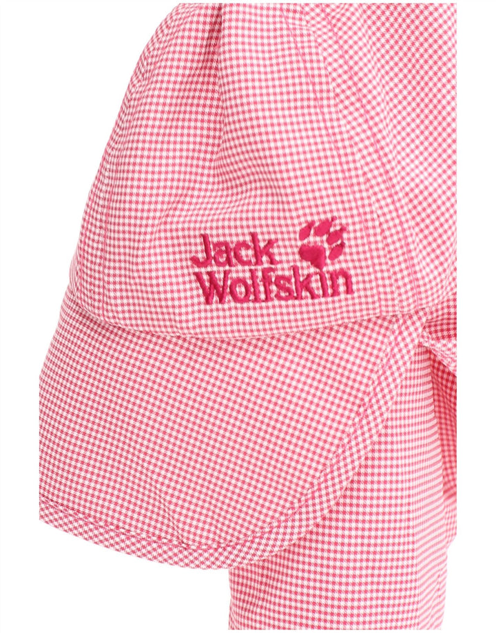 Cappello da cacciatore Jack Wolfskin per ragazze con drappeggio sul collo, 4-5 anni, piccolo pied de poule rosa