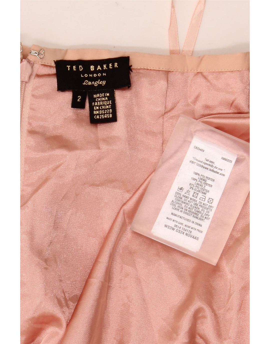 Gonna longuette da donna Ted Baker taglia 2 piccola W26 poliestere floreale rosa