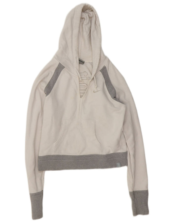 Felpa con cappuccio grafica corta Nike da donna UK 10/12 Medium White Colourblock