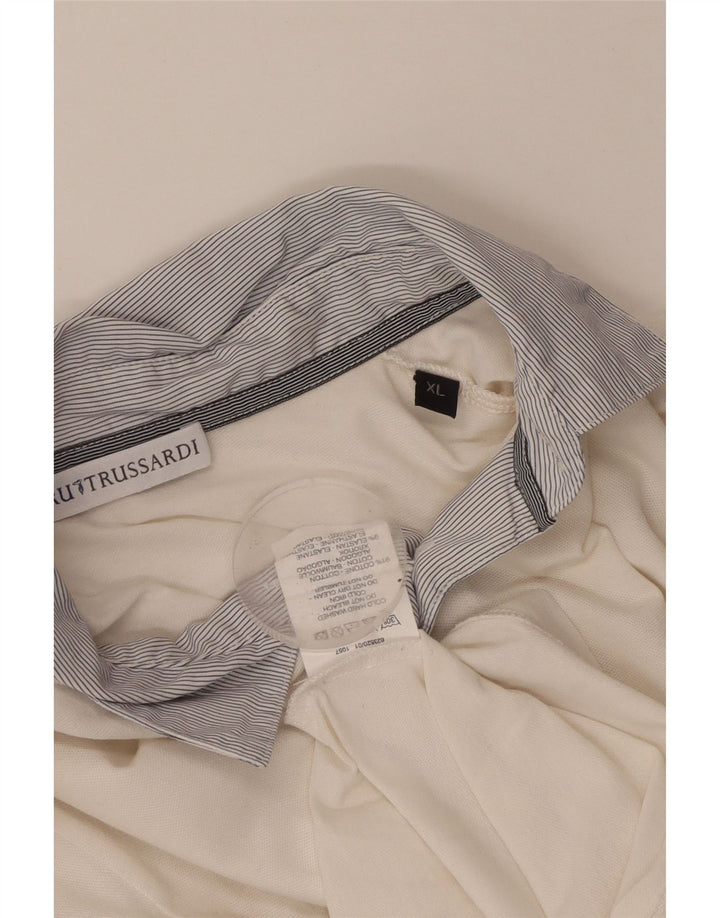 Polo da rugby da donna a maniche lunghe TRUSSARDI UK 18 XL in cotone bianco