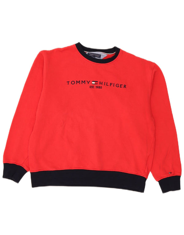 Felpa grafica da donna Tommy Hilfiger Maglione UK 18 XL Cotone rosso