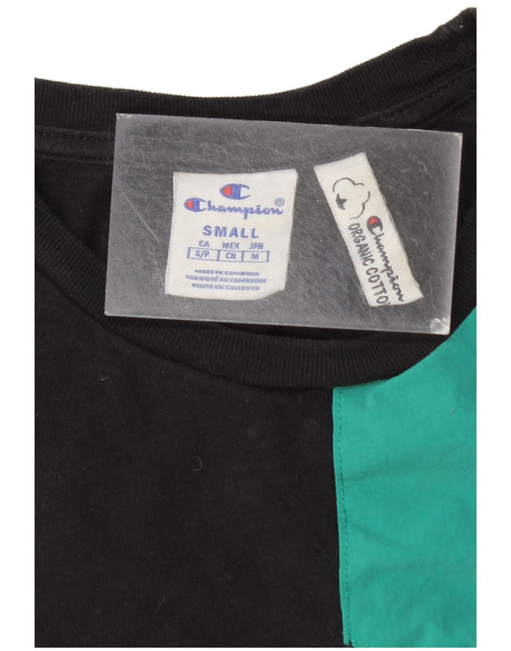T-shirt da uomo Champion Top Small in cotone color block nero